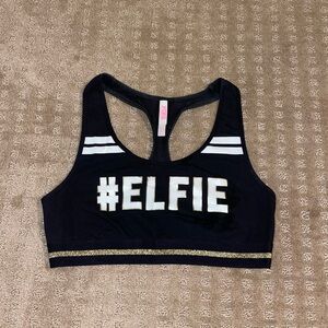 Victoria’s Secret PINK Black #ELFIE Racerback Sports Bra